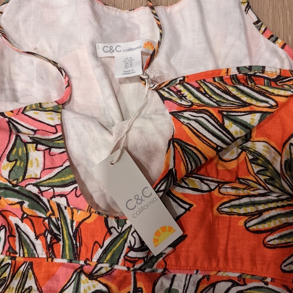 Tropical Print Dress in Orange and Pink - Picture 4 of 6